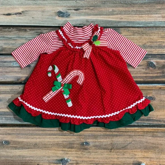 Rare, Too! | Dresses | Rare Too 6mo Girls Red Polka Dot Christmas Jumper  Candy Cane Dressshirt Set | Poshmark